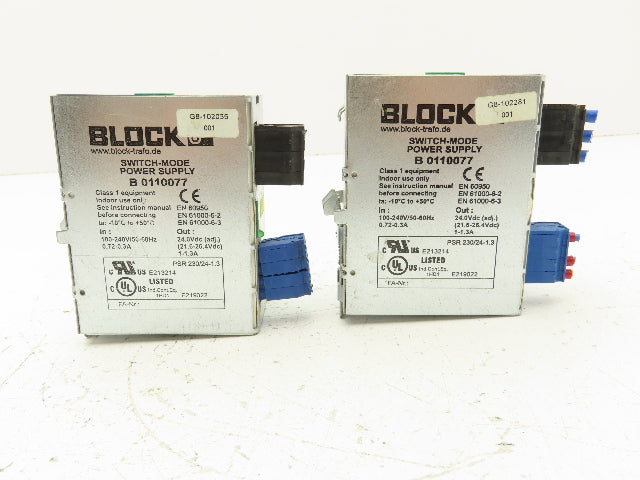 Block B 0110077 Switching Mode Power Supply Module IN 240V OUT 24V Lot of 2