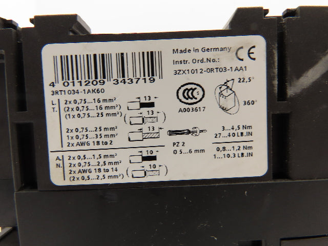 Siemens 3RA1334-8XB30-1AK6 Reversing Contactor 3-Pole 600V 3PH 120V Coil