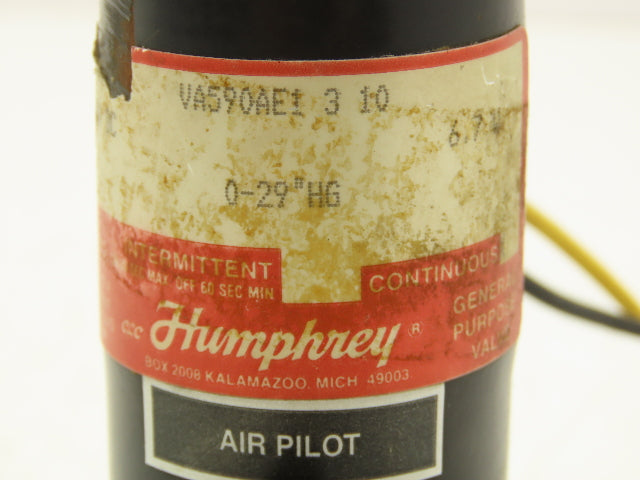 Humphrey VA590AE1310 Solenoid Vacuum Valve 2-Way 3/4" NPT 24VDC Normally Closed