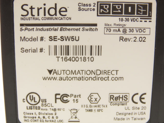 Stride SE-SW5U PLC Unmanaged Ethernet Switch 5-Port Lot of 3