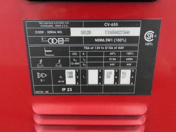 Lincoln CV 655 Mig Welder 650A Welding Power Source DH-10 Double Header Feeder