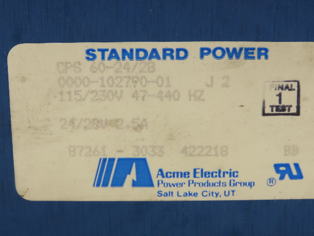 Acme CPS 60-24/28 Standard Power Supply Module 115/230V 24V