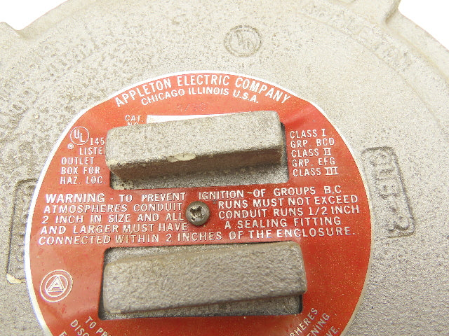 Appleton GUB-2-1-20 Cast Aluminum Explosion Proof Electric Box 10x8x4" 8" Lid