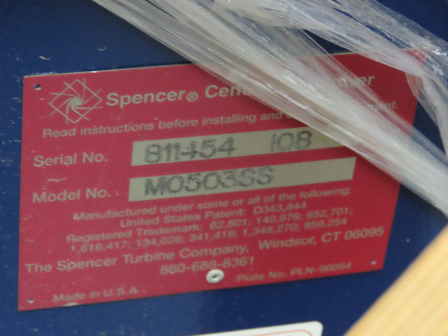 Spencer M0503SS Single Stage Scroll Blowers Centrifugal 13-5/8" Turbine No Motor