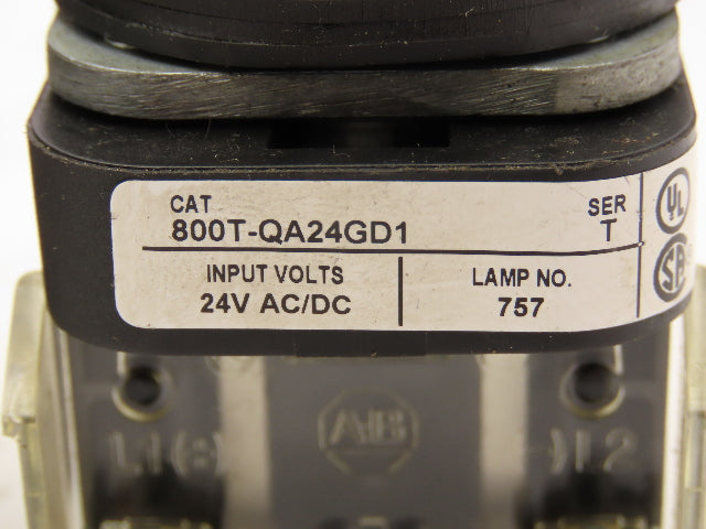 Allen Bradley 800T-QA24GD1 Green Illuminated Push Button 30mm Lot of 2