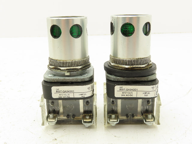 Allen Bradley 800T-QA24GD1 Green Illuminated Push Button 30mm Lot of 2