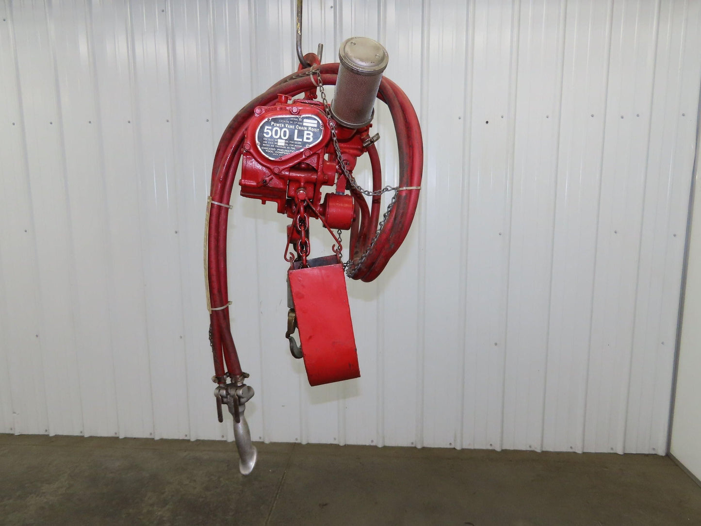 Chicago Pneumatic 1/4 Ton 500Lb Power Vane Air Chain Hoist 10' 2" Lift Pendant
