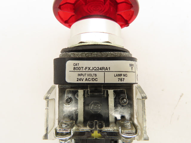 Allen Bradley 800T-FXJQ24RA1 Red Illuminated Mushroom Push/Pull Button 30mm