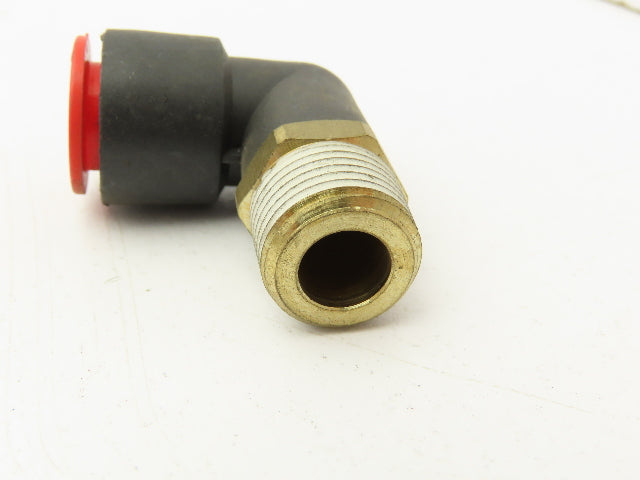 SMC Push to Connect Swivel Elbow 1/2" OD Tube x 3/8" NPT Plastic Brass Lot of 24