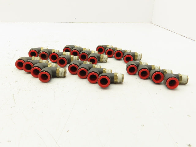 SMC Push to Connect Swivel Elbow 1/2" OD Tube x 3/8" NPT Plastic Brass Lot of 24