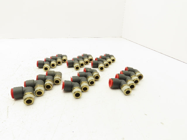 SMC Push to Connect Swivel Elbow 1/2" OD Tube x 3/8" NPT Plastic Brass Lot of 24