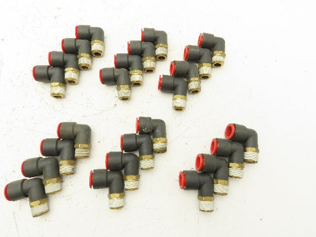 SMC Push to Connect Swivel Elbow 1/2" OD Tube x 3/8" NPT Plastic Brass Lot of 24