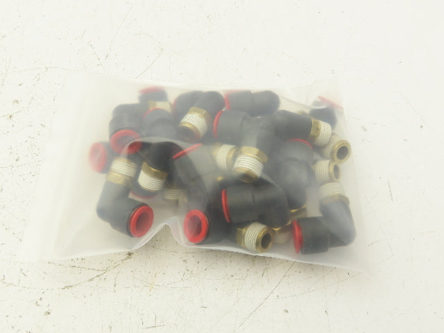 SMC Push to Connect Swivel Elbow 1/2" OD Tube x 3/8" NPT Plastic Brass Lot of 24