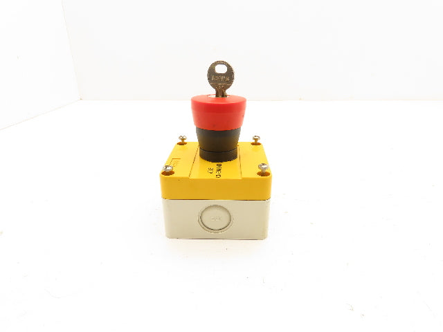 Baco LBX11302 Red E-Stop Key Reset Enclosure 3x3"