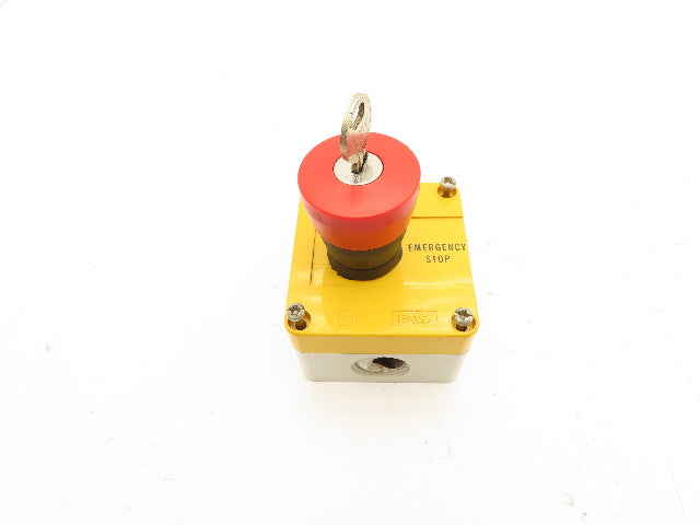Baco LBX11302 Red E-Stop Key Reset Enclosure 3x3"