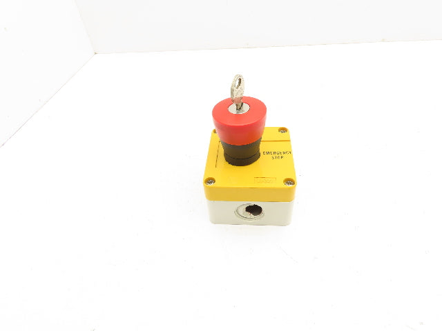 Baco LBX11302 Red E-Stop Key Reset Enclosure 3x3"