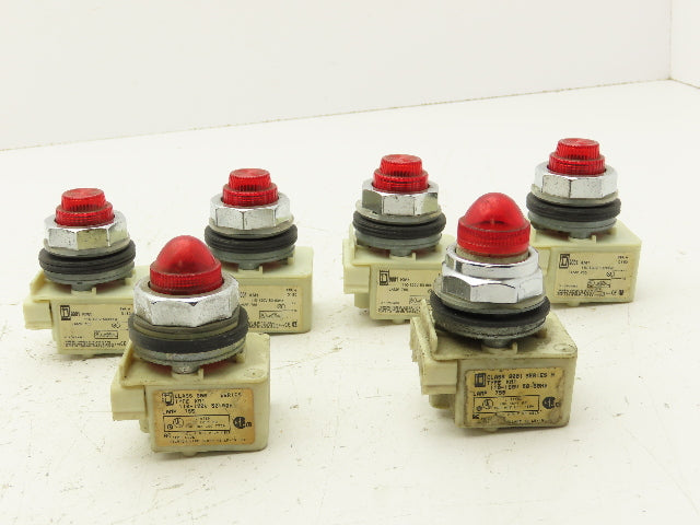 Square D KM1 LAMP 755 Red Pilot Indicator Light 30mm Lot of 6