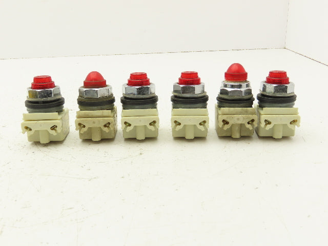 Square D KM1 LAMP 755 Red Pilot Indicator Light 30mm Lot of 6