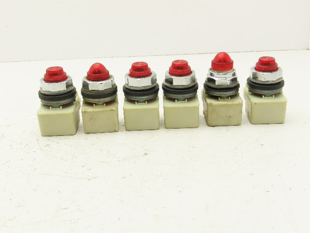 Square D KM1 LAMP 755 Red Pilot Indicator Light 30mm Lot of 6