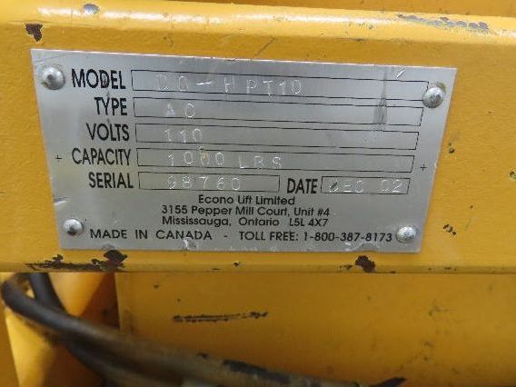 Econo Lift DO-HPT10 Drive On High Point Tilter Tote Tipper 1000lb 120V