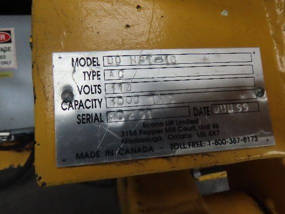 Econo Lift DO-HPT10 Drive On High Point Tilter Tote Tipper 1000lb 120V