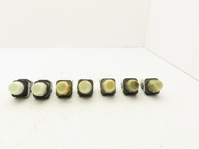 Allen Bradley 800T-Q10 White Pilot Indicator Light 30mm Mixed Lot of 7