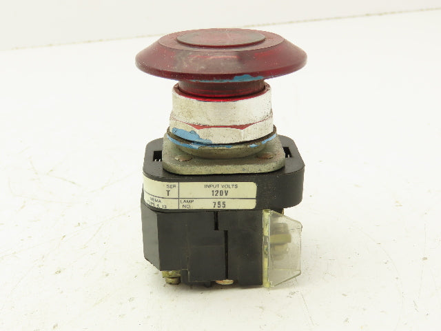 Allen Bradley 800T-FXP16 D4 Red Illuminated Mushroom Push/Pull Button 30mm