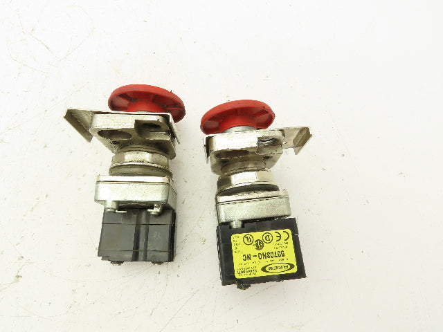 Rees 50703N0 Red Flat Emergency Push/Pull Button w/Padlock 30mm Lot of 2