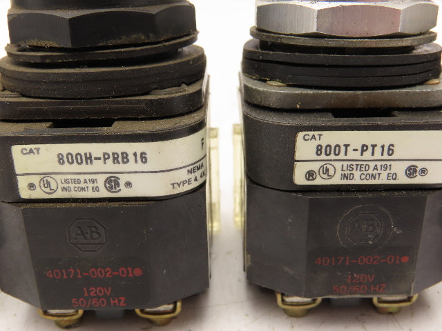 Allen Bradley 800T-PT16 Green Illuminated Pushbutton 30mm Mixed Lot of 4