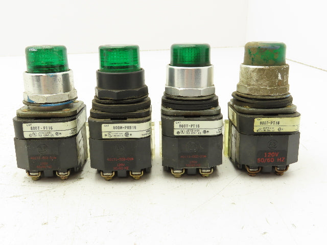 Allen Bradley 800T-PT16 Green Illuminated Pushbutton 30mm Mixed Lot of 4