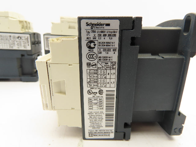 Schneider Electric LC1D09 Contactor 120V Coil 3 Pole Lot of 5