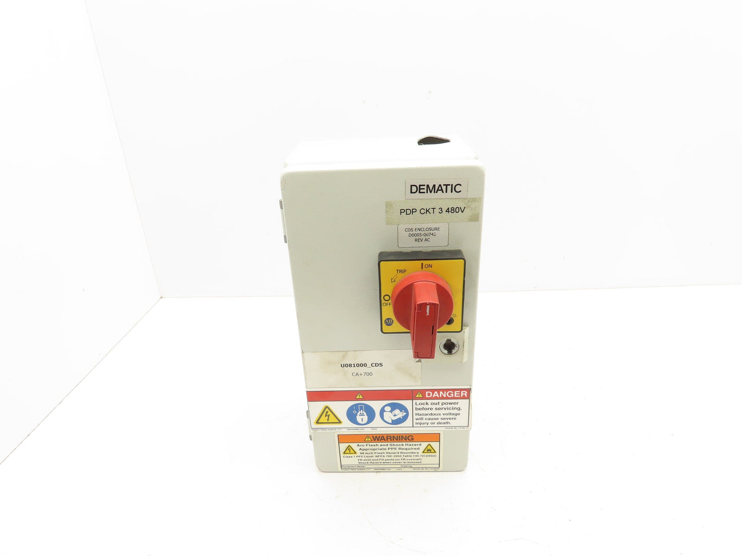 Dematic Manual Motor Circuit Breaker Contactor Disconnect Box 480V 140M-C2E-B63
