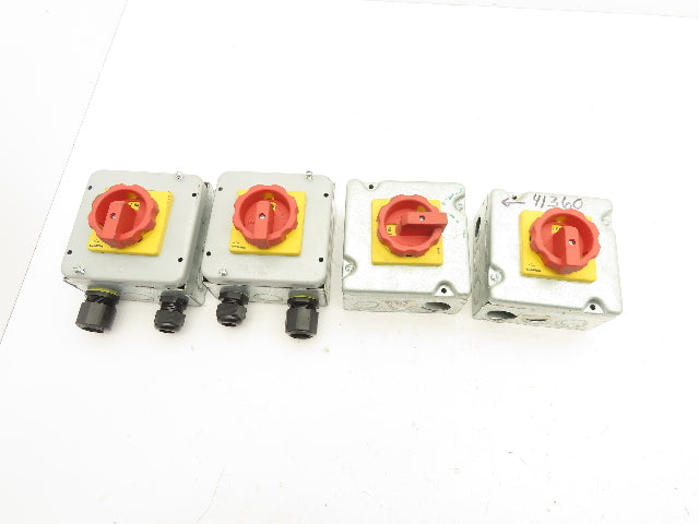 Siemens 3LD2203-OTK53 Rotary Disconnect Switch 2-Gang Steel Outlet Box Lot of 4