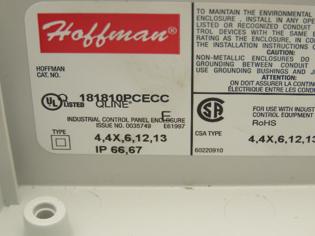Hoffman 181810PCECC Polycarbonate Terminal Box 168.5x92mm Clear Cover Lot of 2
