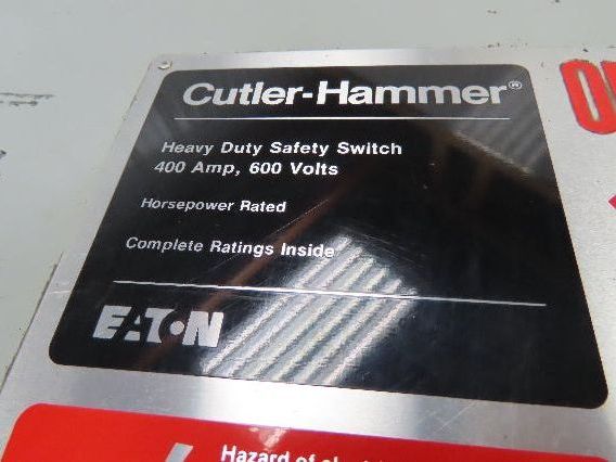 Eaton Cutler Hammer DH365UDK Non Fused Safety Disconnect Switch 400A 600V 3Ph