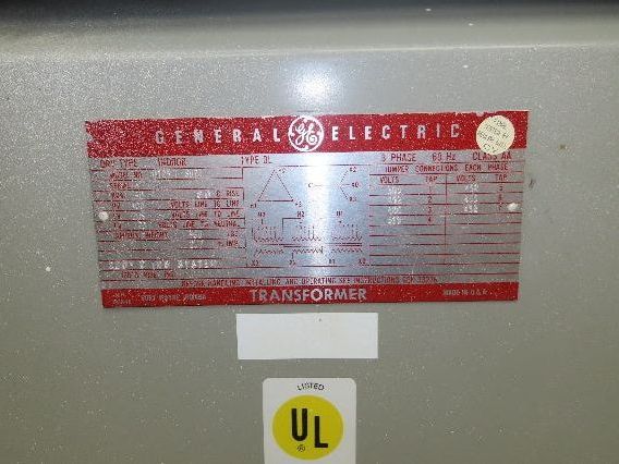 General Electric 9T23L8072 Power Transformer 30kva 3Ph HV 480V LV 208/120 Wye