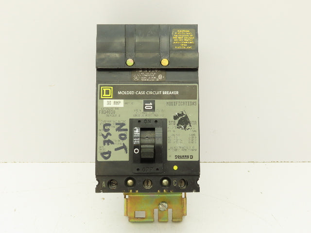 Square D FA36030 I-Line Circuit Breaker 30A 3 Pole 600V Plug-On Ser 2 Gray Face