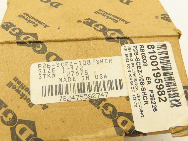 Dodge P2B-SCEZ-108-SHCR Pillow Block Bearing 1-1/2" Bore 2-Bolt Stainless Steel