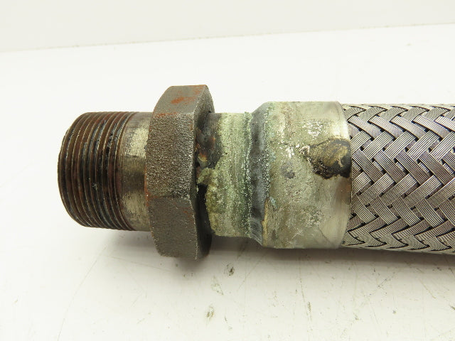 Hydra Stainless Steel Braided Flex Hose 1-1/2" x 27" Long 1-1/2" NPT Male Ends