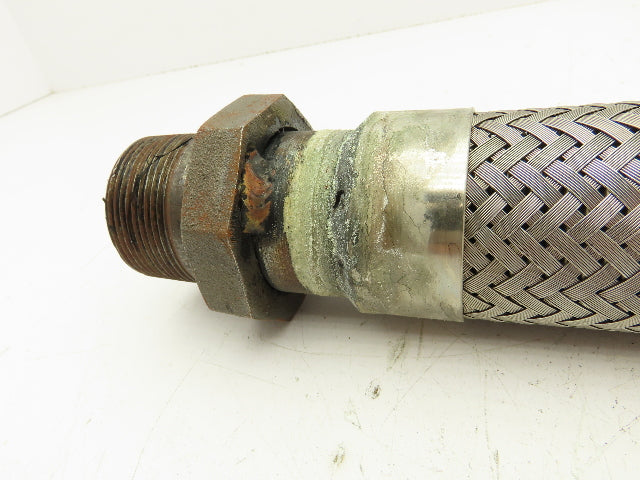 Hydra Stainless Steel Braided Flex Hose 1-1/2" x 27" Long 1-1/2" NPT Male Ends