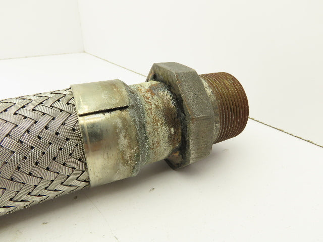 Hydra Stainless Steel Braided Flex Hose 1-1/2" x 23" Long 1-1/2" NPT Male Ends