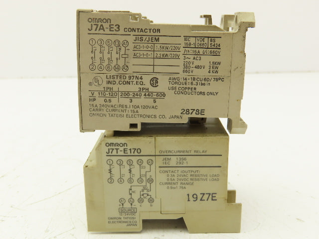 Omron J7A-E3 Contactor with Overload Relay 15A 24VDC Coil