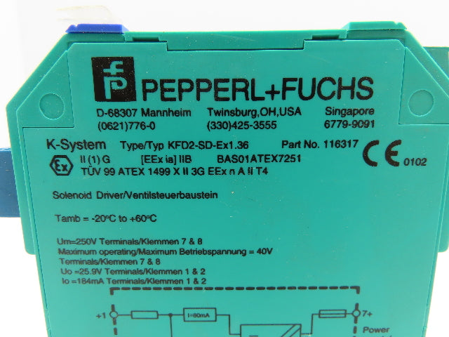 Pepperl Fuchs KFD2-SD-EX1.36 PLC Solenoid Driver Module Lot of 2