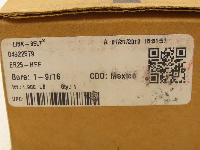 Rexnord Link-Belt ER25-HFF Unmounted Ball Bearing 1-9/16" Bore
