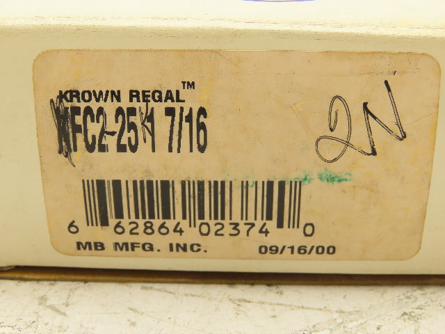 Krown Regal KFC2 25 1 7/16 2- Bolt Flange Mount Ball Bearing 1-7/16" Bore
