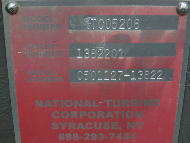 National Turbine NTC05206 Multistage Centrifugal Blower 30Hp 3Ph 1300cfm