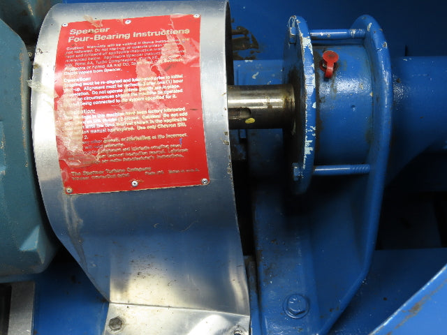 Spencer 4025-H Multistage Centrifugal Blower 25Hp 230/460V 825CFM 14.7PSIA 6x6"