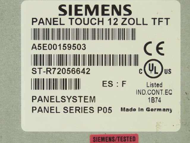 Siemens A5E00159503 PLC HMI Operator Control Panel 12" Touch Screen