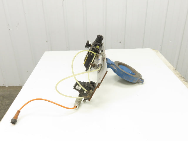 Parker Pneumatic Cylinder Actuated 5" Butterfly Valve 150psi 24VDC Solenoid