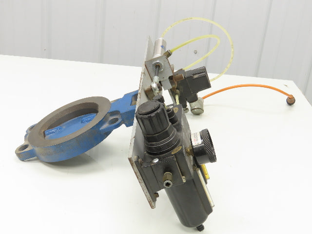 Parker Pneumatic Cylinder Actuated 5" Butterfly Valve 150psi 24VDC Solenoid